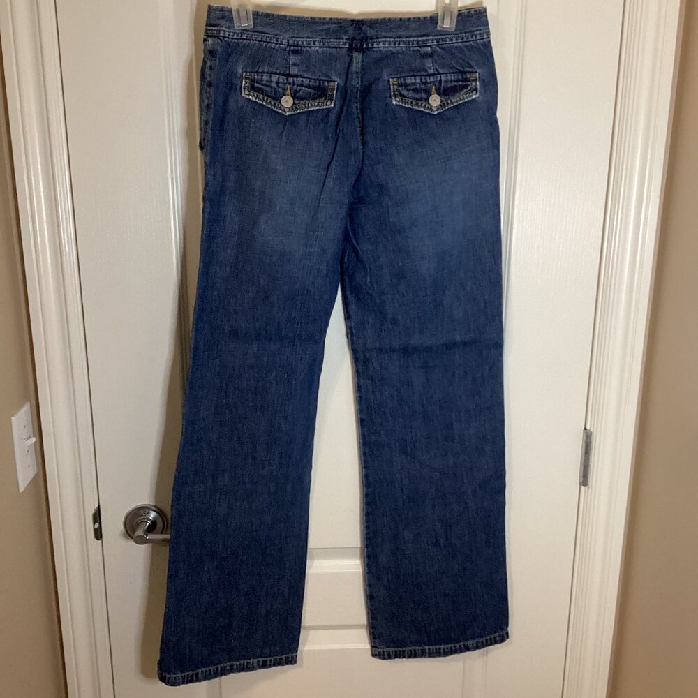 Old Navy Just Below The Waist Women's Wide Leg Denim Jeans Size 4 Draw String - Picture 3 of 8